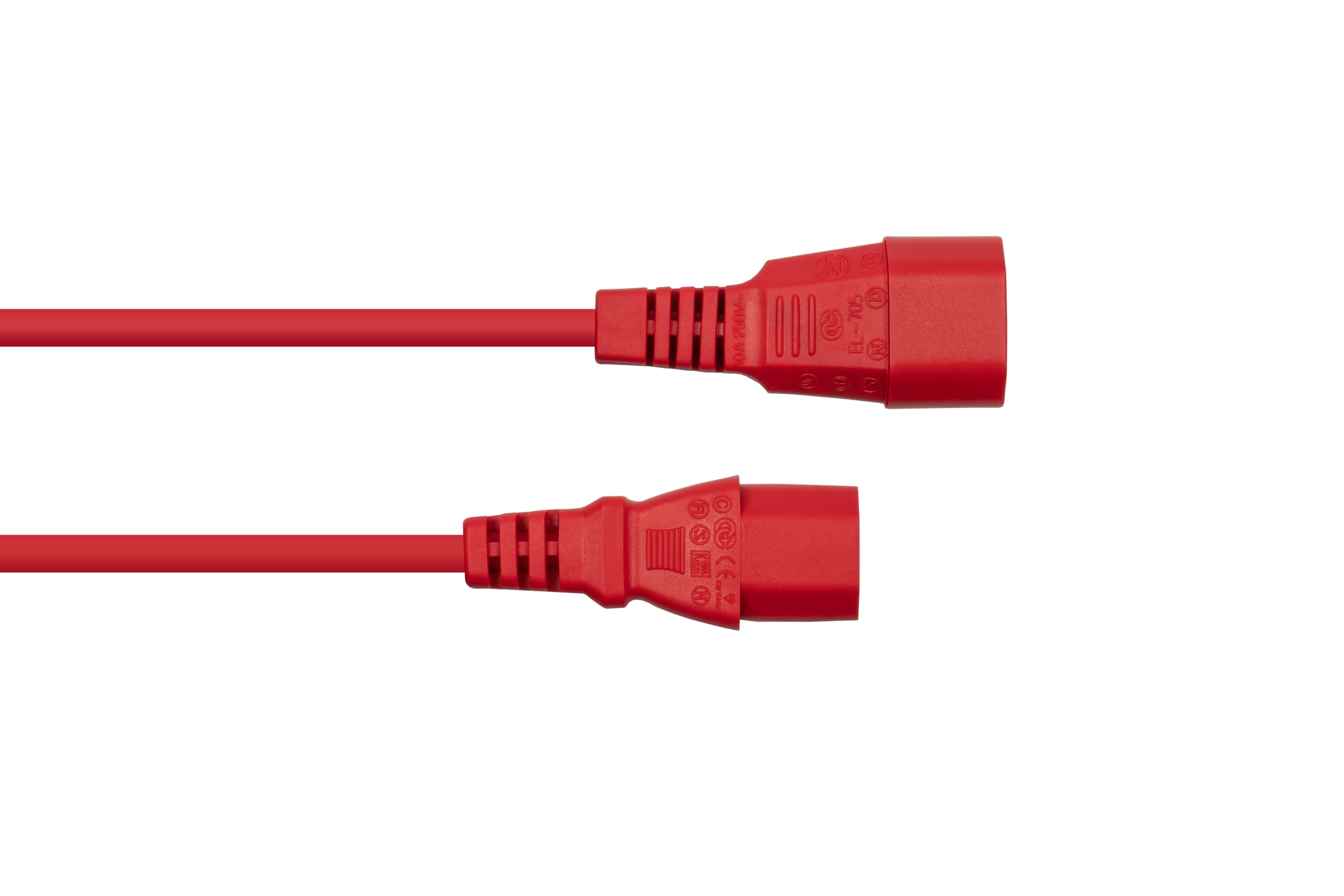 kabelmeister® Kaltgeräteverlängerung Kaltgeräte-Stecker C14 an Kaltgeräte-Buchse C13, rot, 1,00mm², 3m