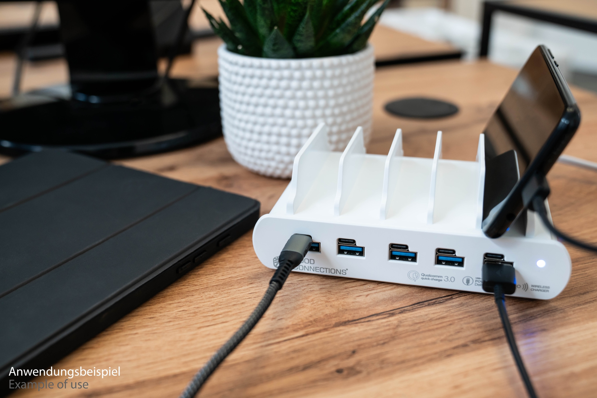 USB-Desktop-Schnellladestation 110W, 10-Port (5x USB-C™ und 5x USB-A), PD 3.0, QC 3.0, weiß, Good Connections®