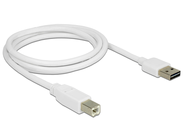 Kabel EASY-USB 2.0 Typ-A Stecker an USB 2.0 Typ-B Stecker, weiß, 1 m, Delock® [83686]