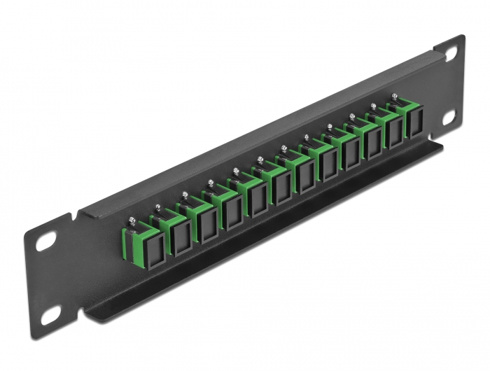 10" LWL Patchpanel 12 Port SC Simplex grün 1 HE schwarz, Delock® [66761]