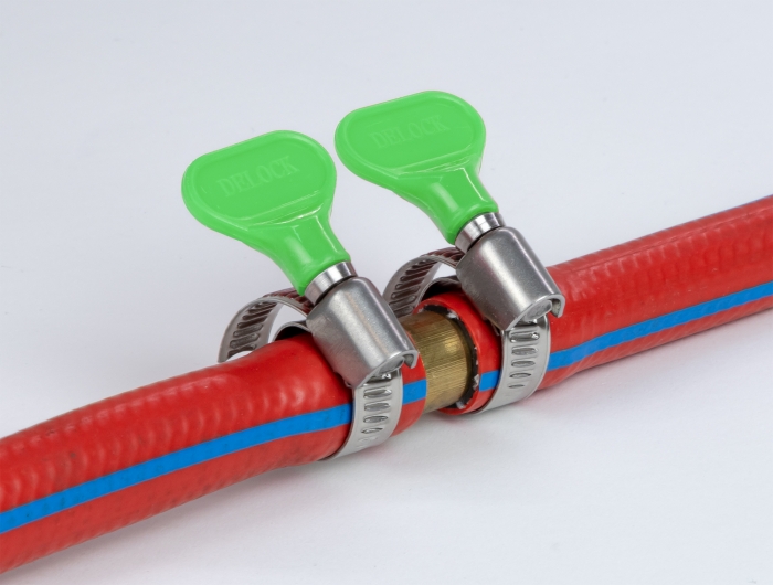 Schlauchschelle mit Flügelmutter 50 - 70 mm 10 Stück grün, Delock® [19453]