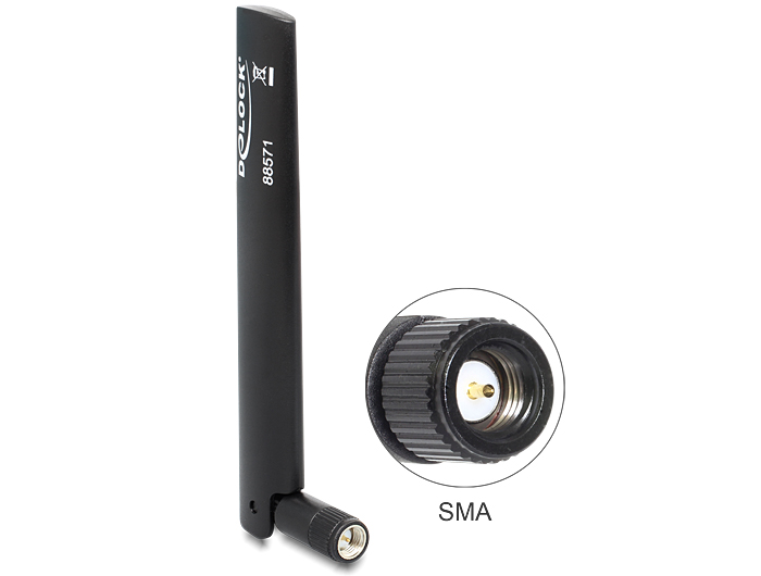 LTE Antenne SMA -0,8 ~ 3,0 dBi omnidirektional mit Kippgelenk, schwarz, Delock® [88571]