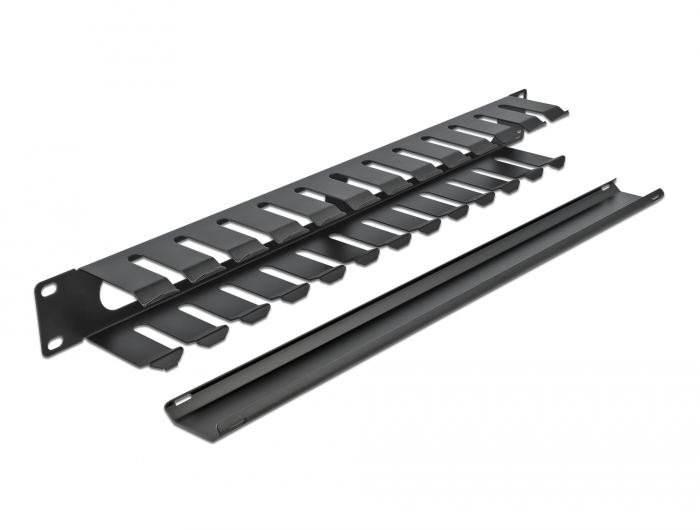 19" Kabelmanagement Rangierpanel mit 2 Öffnungen 1 HE schwarz, Delock® [66550]