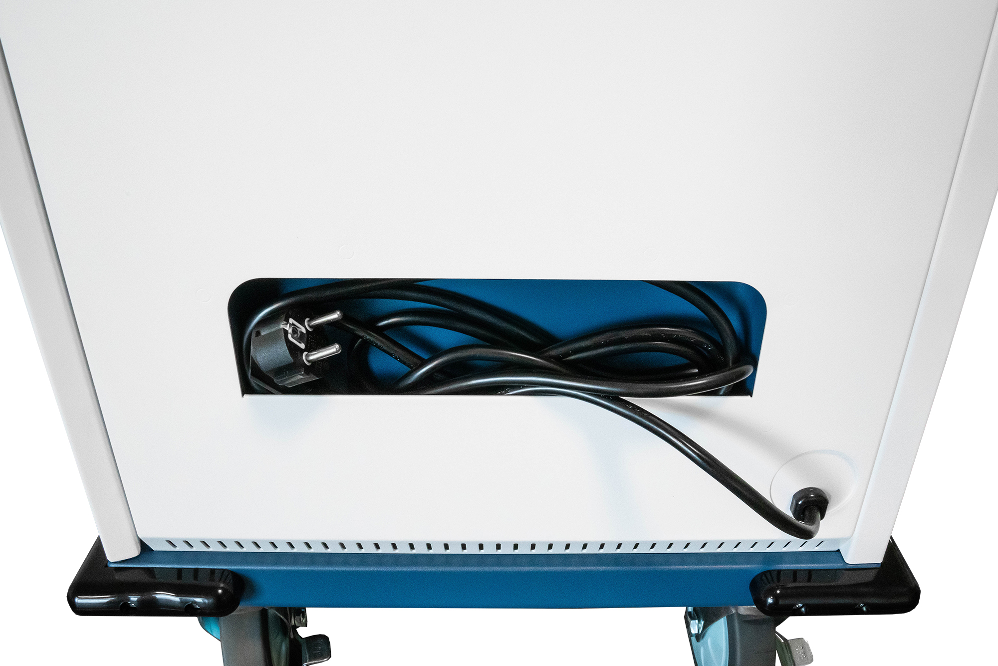 Good Connections® GEMMA N32 Notebook-Ladewagen für 32 Geräte, Schutzkontaktbuchsen, weiß/blau