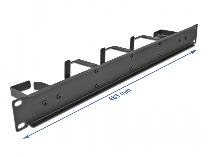 19" Kabelmanagement Rangierpanel mit 5 Metall Bügeln (2 x horizontal, 3 x vertikal) 1 HE schwarz, Delock® [66848]