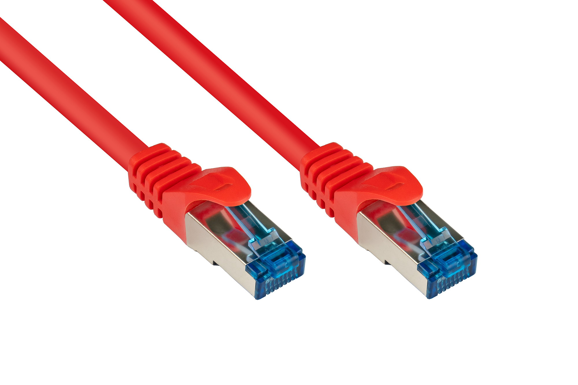 RNS® Patchkabel mit Rastnasenschutz, Cat. 6A, S/FTP, PiMF, halogenfrei, 500MHz, rot, 15m, Good Connections®