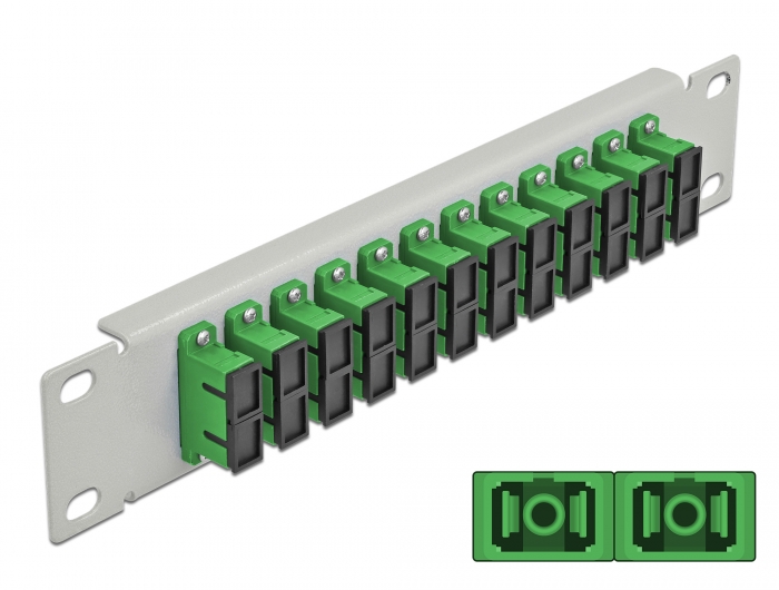10" LWL Patchpanel 12 Port SC Duplex grün 1 HE grau, Delock® [66792]
