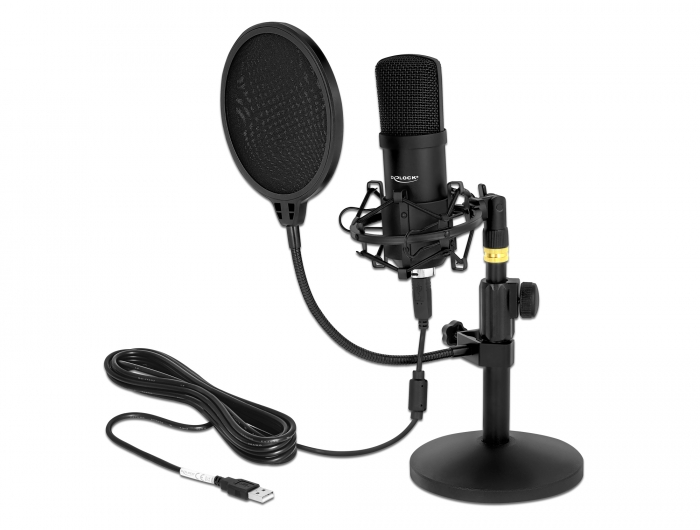 Professionelles USB Kondensator Mikrofon Set für Podcasting und Gaming, Delock® [66300]