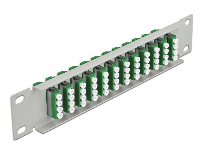 10" LWL Patchpanel 12 Port LC Quad grün 1 HE grau, Delock® [66797]