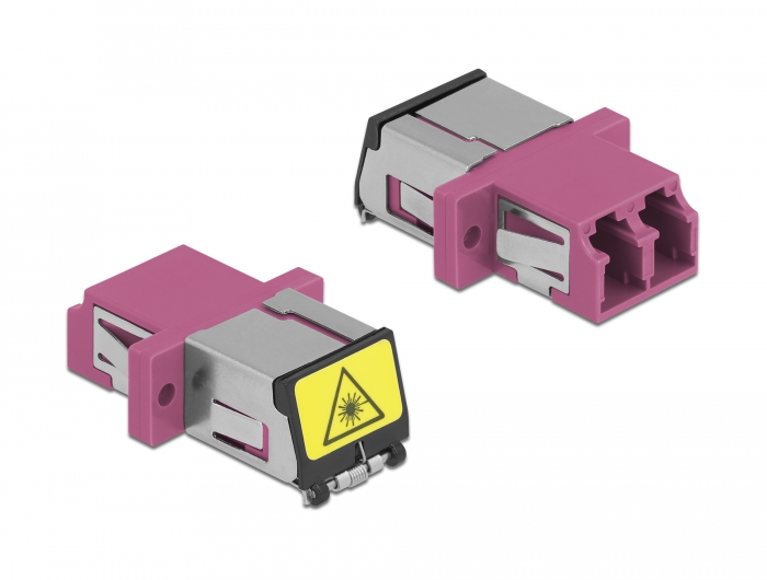 LWL Kupplung mit Laserschutzklappe LC Duplex Buchse zu LC Duplex Buchse Multimode violett, Delock® [86901]