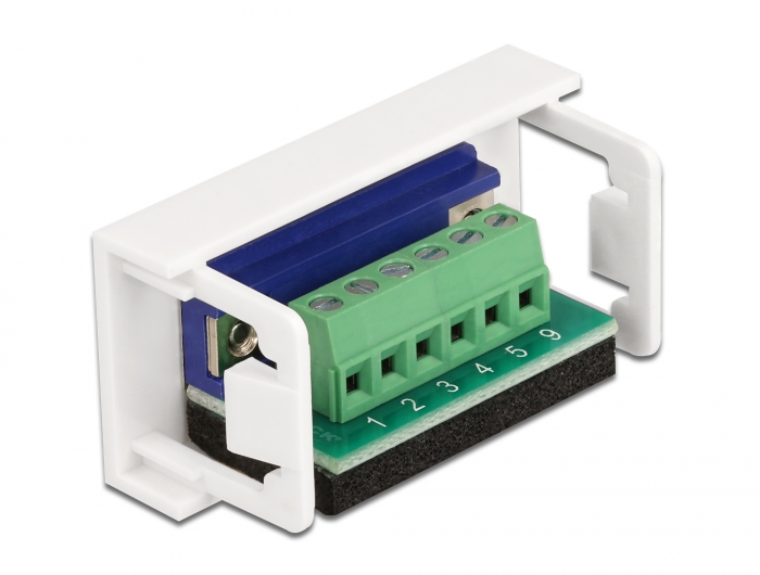 Easy 45 Modul D-Sub 9 Pin Buchse zu 6 Pin Terminalblock 22,5 x 45 mm, Delock® [81348]