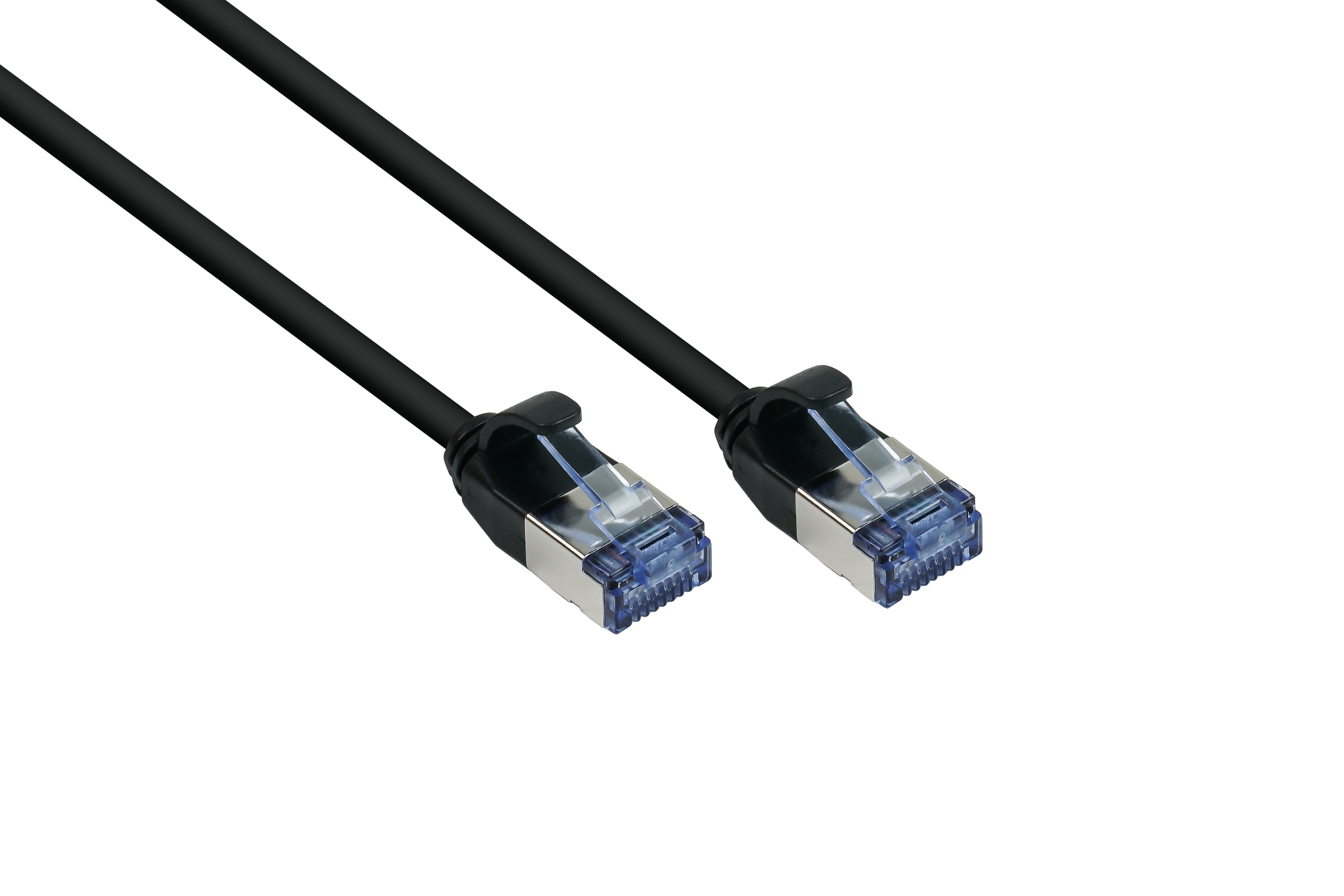 RNS® Patchkabel SlimLine, Cat.6A, U/FTP, PiMF, halogenfrei (LSZH), 500MHz, CU, schwarz, 0,25m, Good Connections®