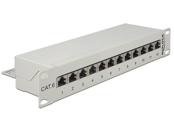 Patchpanel 10'', Cat.6, 12-Port, grau, Delock® [43299]