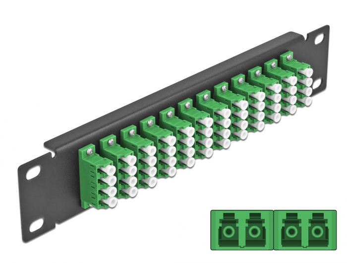 10" LWL Patchpanel 12 Port LC Quad grün 1 HE schwarz, Delock® [66777]