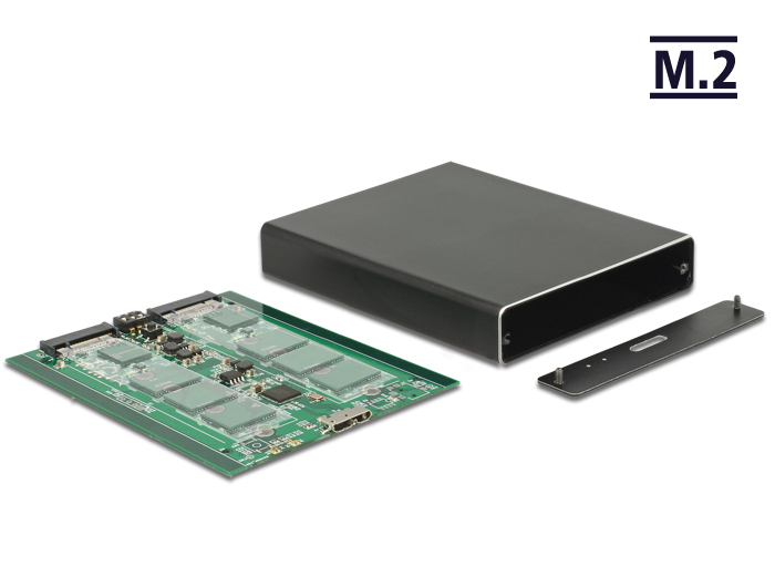 Externes Gehäuse 2x M.2 Key B an SuperSpeed USB 10 Gbps (USB 3.1 Gen.2) mit RAID, Delock® [42588]