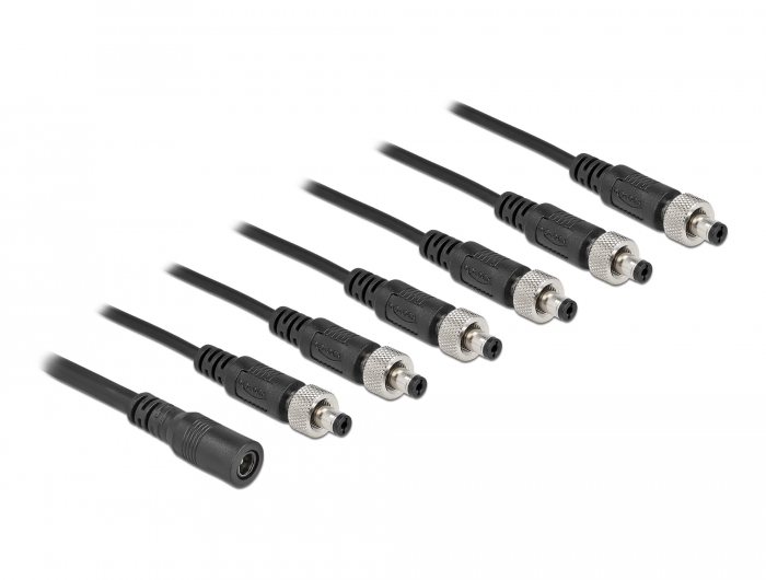DC Verteilerkabel 5,5 x 2,1 mm 1 x Buchse zu 6 x Stecker verschraubbar, Delock® [86591]