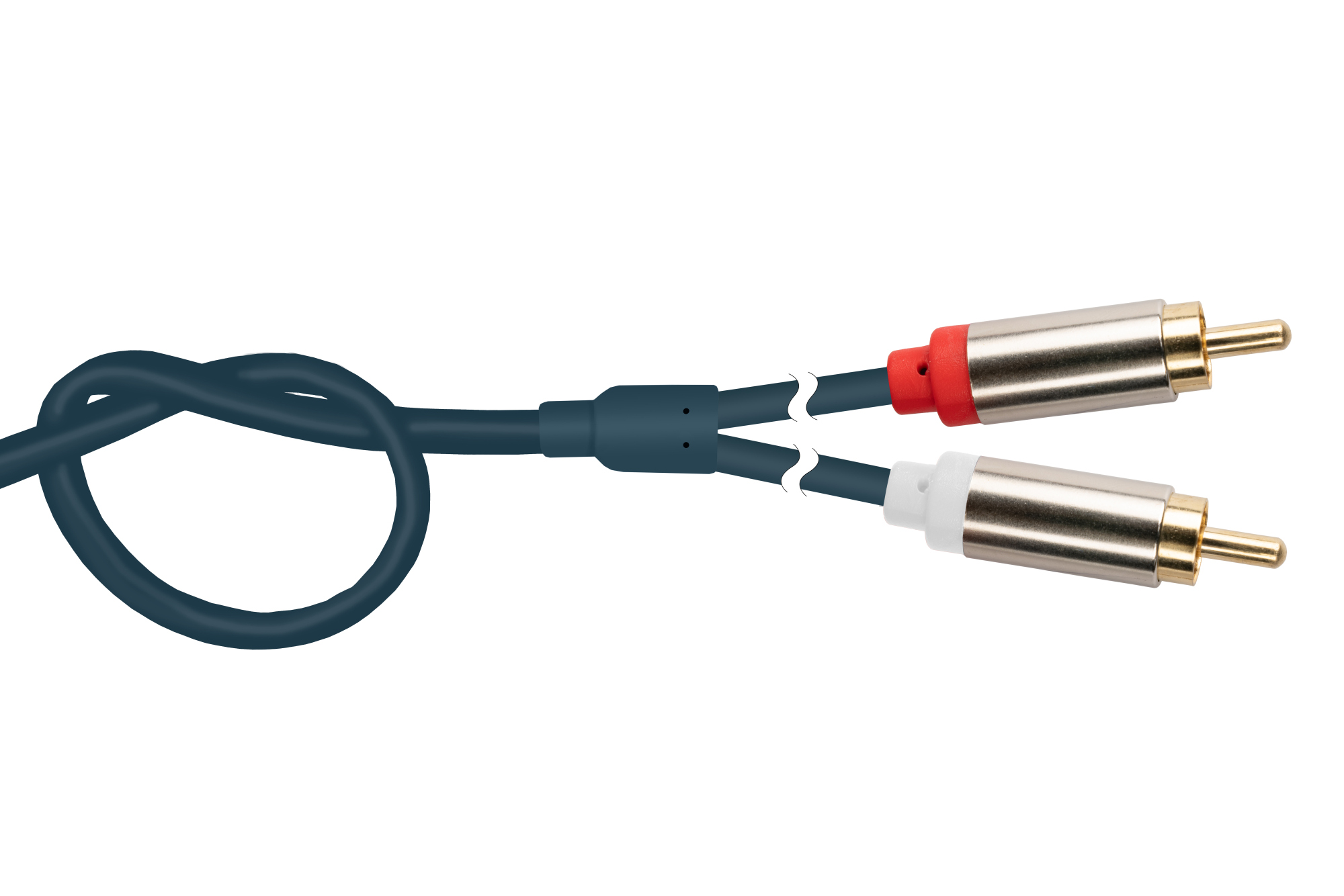 Audio Anschlusskabel SmartFLEX, High-Quality, 3-poliger 3,5mm Klinkenstecker gewinkelt an 2x RCA/Cinch Stecker, dunkelblau, 2m, Good Connections®