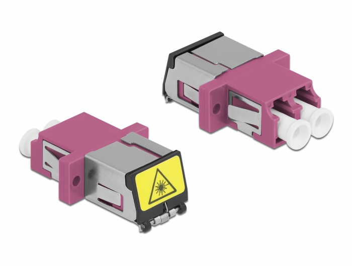 LWL Kupplung mit Laserschutzklappe LC Duplex Buchse zu LC Duplex Buchse Multimode violett, Delock® [86901]