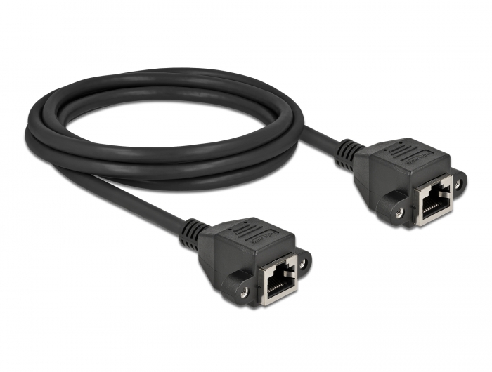 Netzwerk Verlängerungskabel S/FTP RJ45 Buchse zu RJ45 Buchse Cat.6A 2 m schwarz, Delock® [87010]