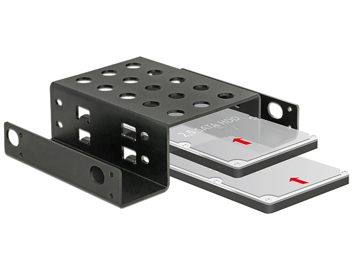 Einbaurahmen 2 x 2.5" zu 5.25" schwarz, Delock® [18270]