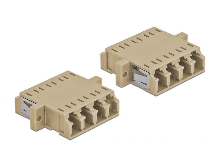 LWL Kupplung LC Quad Buchse zu LC Quad Buchse Multimode 2 Stück beige, Delock® [86540]