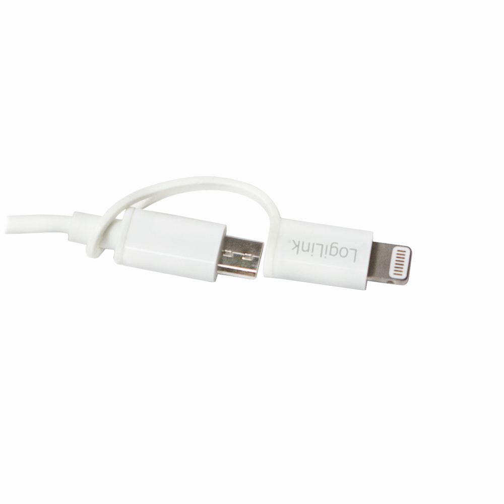 USB auf Micro-USB Sync- und Ladekabel mit Lightning Adapter, weiß, 1 m, LogiLink® [CU0118]