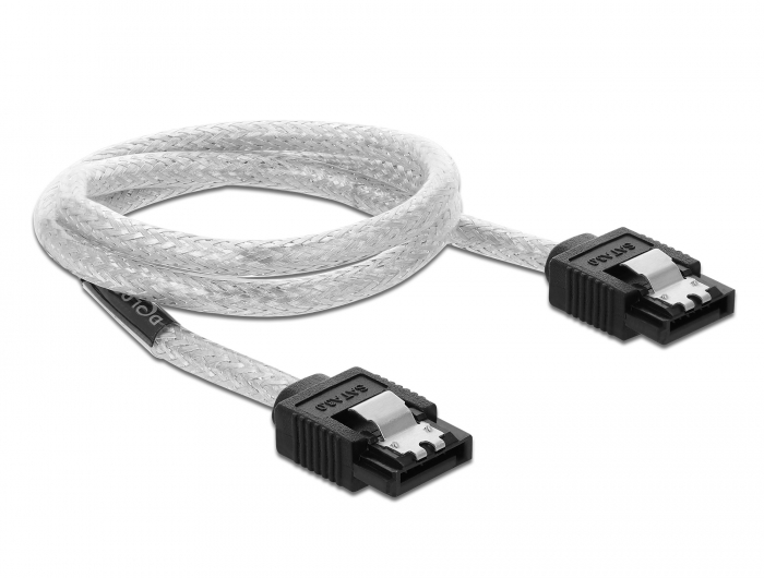 SATA 6 Gb/s Kabel, transparent, 0,5 m, Delock® [85342]