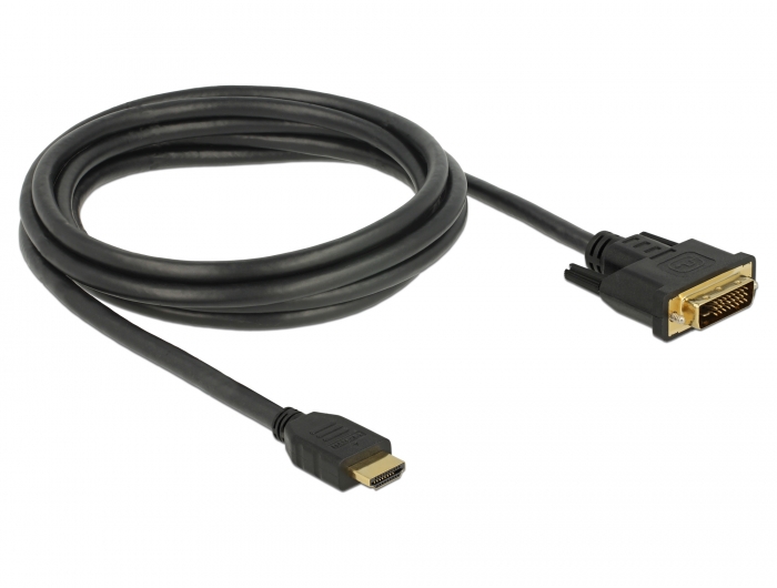 HDMI an DVI 24+1 Kabel, bidirektional, schwarz, 2m, Delock® [85654]