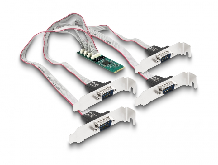 M.2 Karte zu 4 x Seriell RS-232 DB9 mit Standard und Low Profile Slotblenden, Delock® [95269]