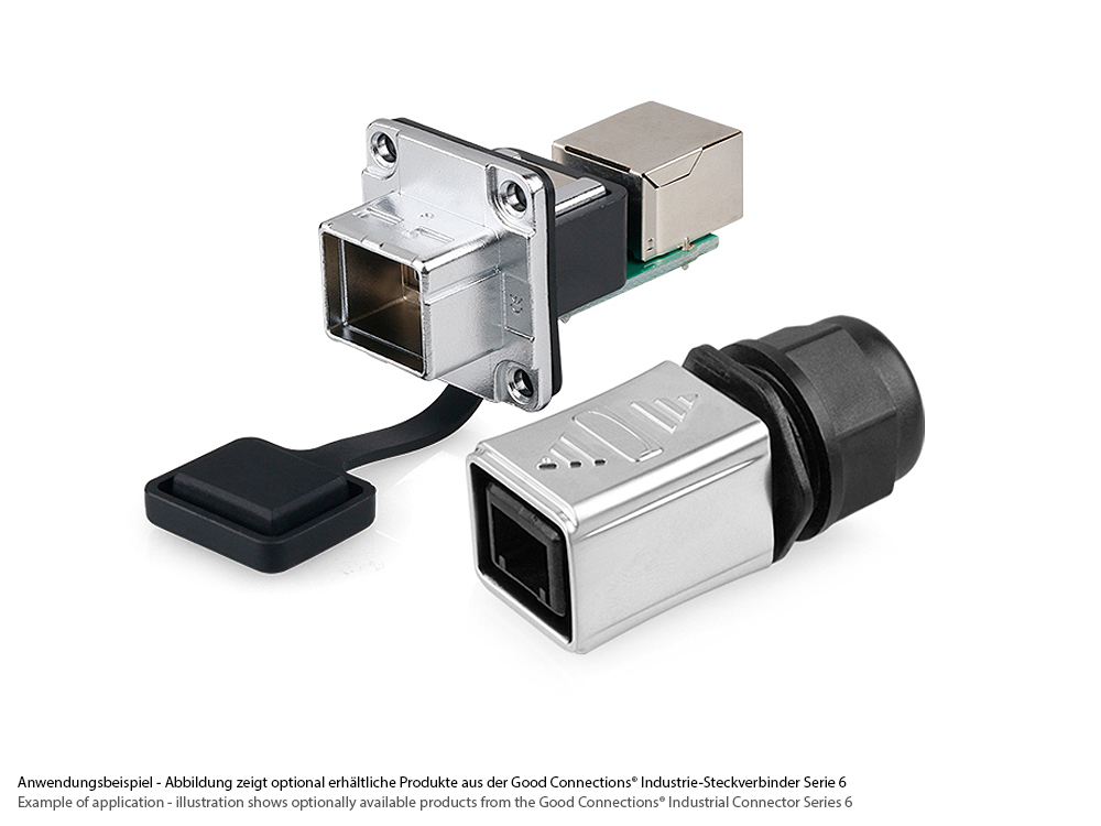 Industrie-Steckverbinder S6 - Unbestückter Stecker, Aussparung für RJ45 Stecker, Metall, Good Connections®