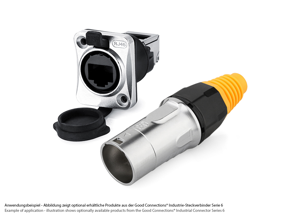 Industrie-Steckverbinder S6 - Unbestückter Stecker, Aussparung für RJ45 Stecker, Metall, M24, Good Connections®