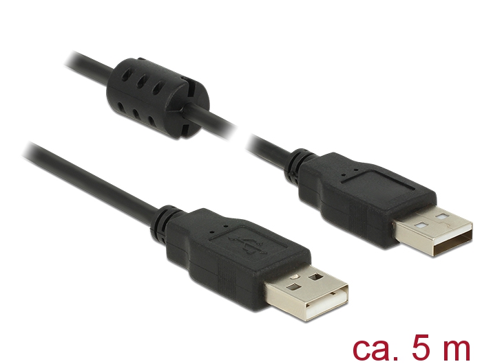USB Kabel 2.0 Typ-A Stecker an USB 2.0 Typ-A Stecker, schwarz, 5,0m, Delock® [84893]