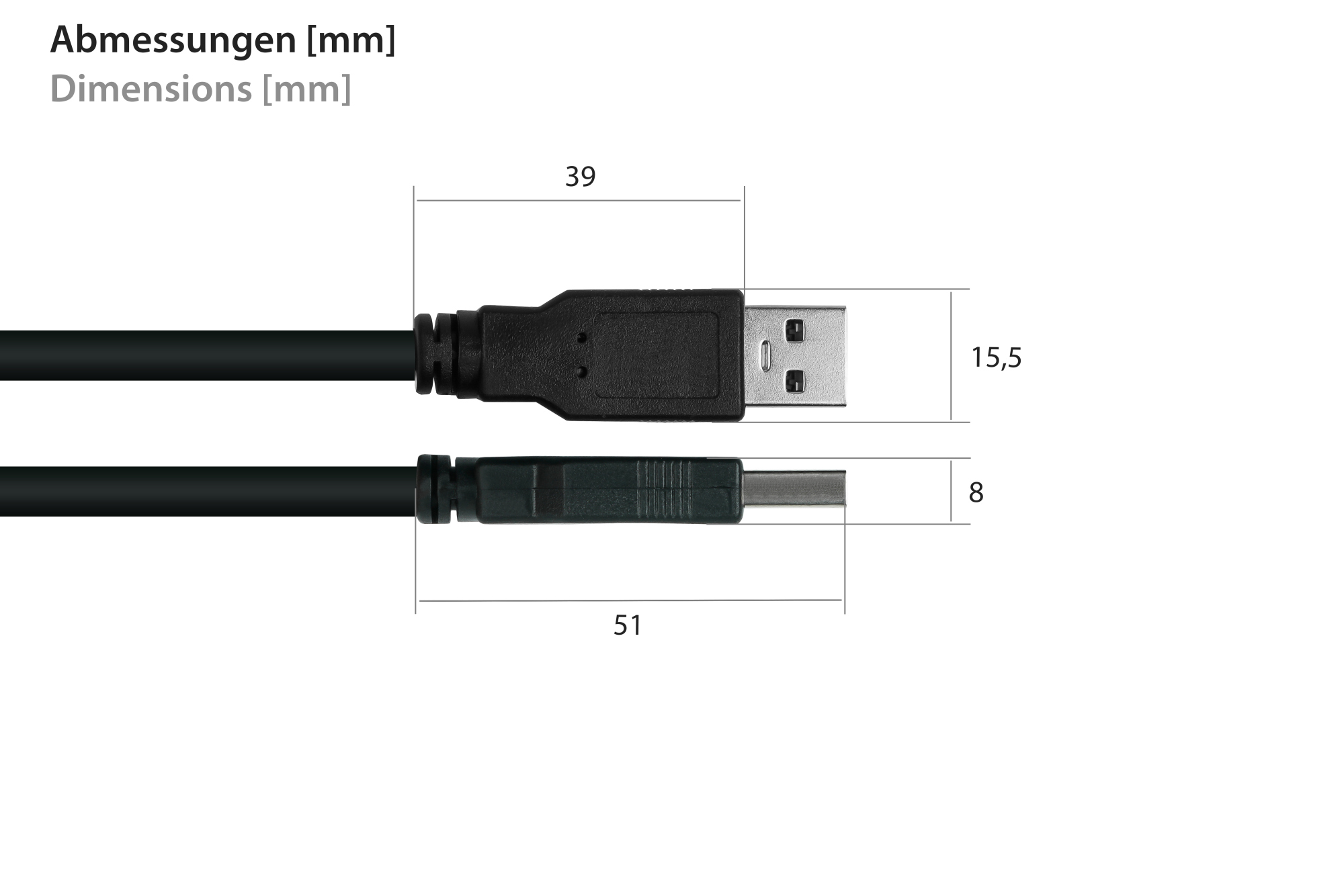 kabelmeister® Einbau-Verlängerungskabel USB 2.0 Stecker A an Einbaubuchse A, Premium, DATA AWG28 / Power AWG24, KUPFER, schwarz, 2m