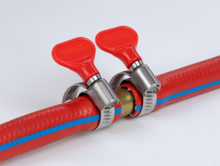 Schlauchschelle mit Flügelmutter 16 - 25 mm 10 Stück rot, Delock® [19435]