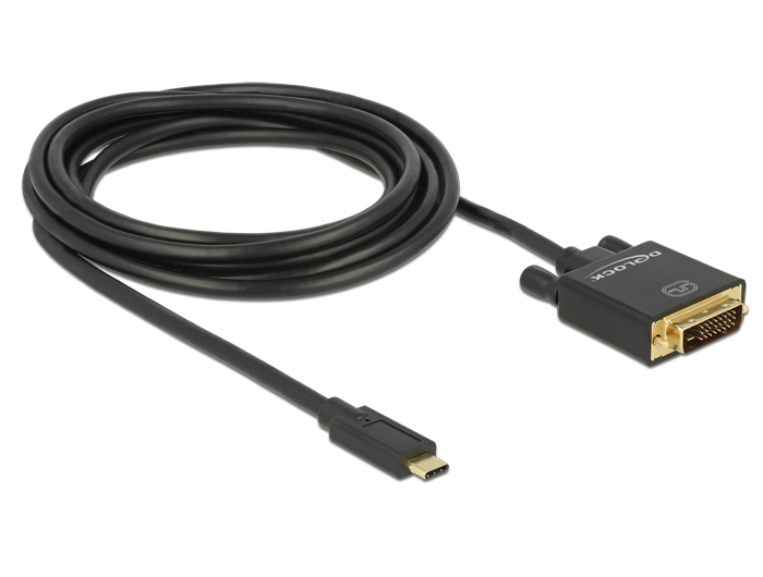Kabel USB Type-C Stecker an DVI 24+1 Stecker (DP Alt Mode), 4K 30Hz, schwarz, 3m, Delock® [85322]