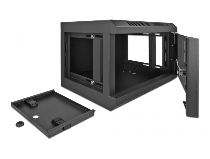 10" Netzwerkschrank mit Glastür 4 HE schwarz, Delock® [43379]