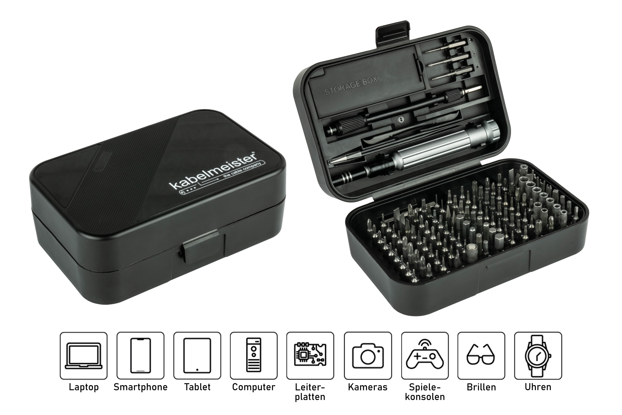 kabelmeister® Präzisions-Schraubendreher-Set, 150-Teile, u.a. 117x C4 Bits, 3x C3 Bits