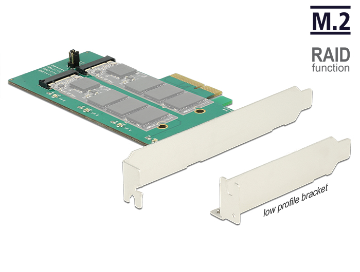 PCI Express Karte an 2x intern M.2 Key B mit RAID - Low Profile Form Faktor, Delock® [89536]