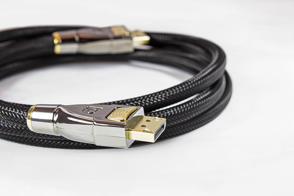 Anschlusskabel DisplayPort 1.2  4K2K / UHD, 24K vergoldete Kontakte, OFC, Nylongeflecht schwarz, 1m, PYTHON® Series