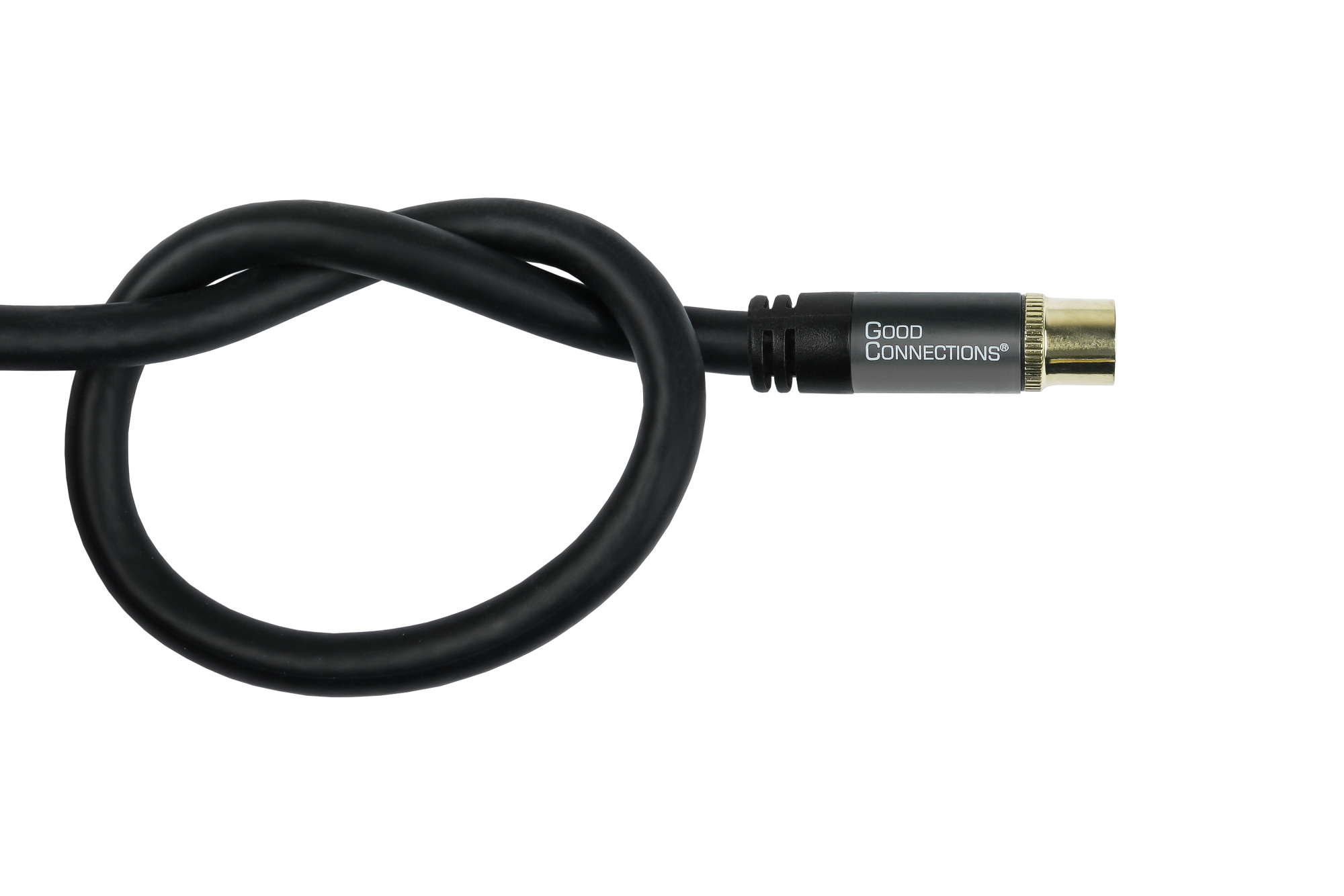 TV Antennenkabel SmartFLEX, IEC/Koax Winkel-Stecker an Buchse, vergoldet, vierfach geschirmt, 120 dB, 75 Ohm, CU, schwarz, 1m, Good Connections®