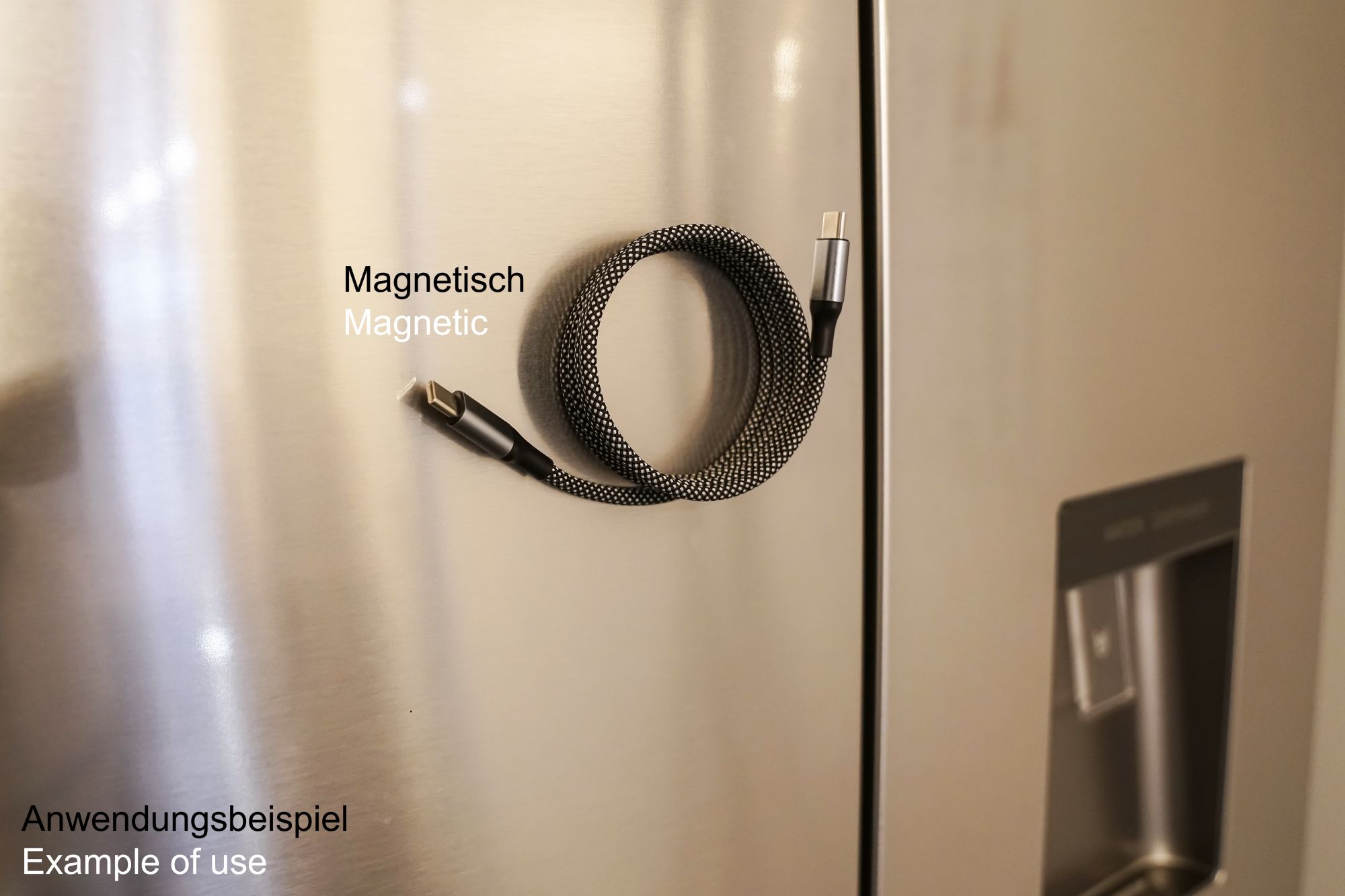 Magnetisches USB 2.0 Spiralkabel (60W), USB-C™Stecker an USB-C™ Stecker, schwarz / weiß, 1m, Good Connections®