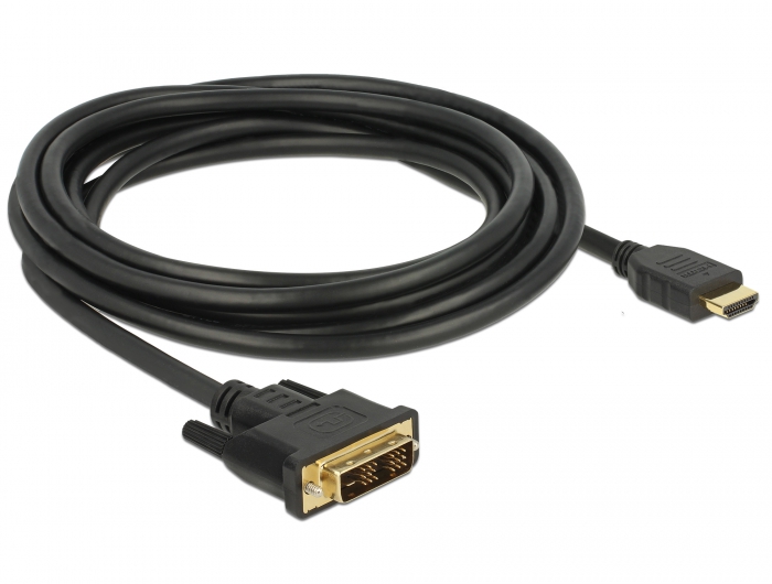Kabel DVI 18+1 Stecker an HDMI-A Stecker, schwarz, 3m, Delock® [85585]