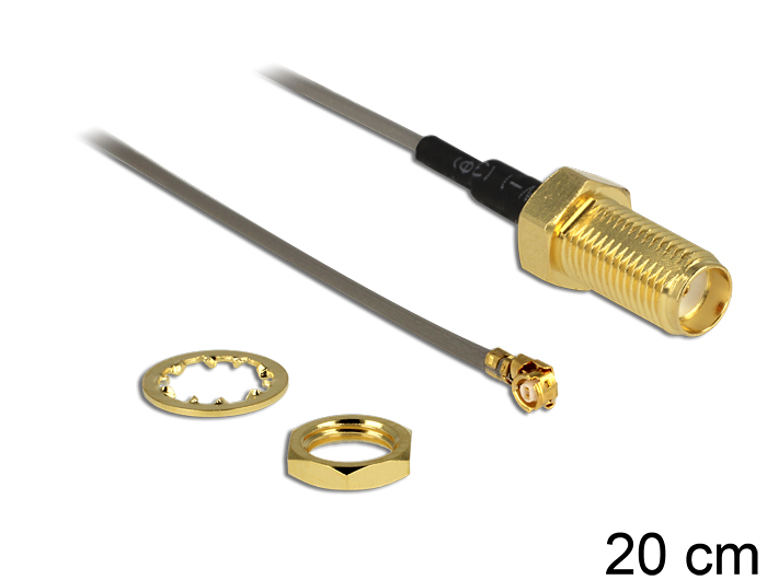 Antennenkabel SMA Buchse zum Einbau an MHF/U.FL-LP-088 kompatibler Stecker 200 mm 1.37 Gewindelänge 10 mm, Navilock® [88816]