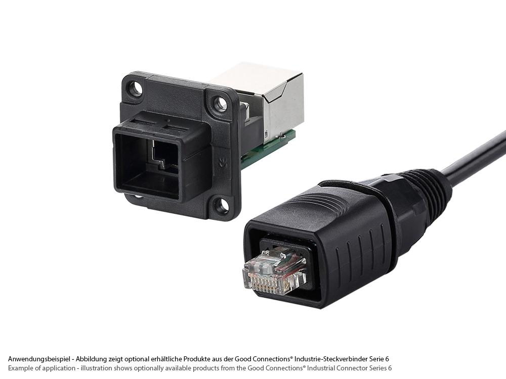 Industrie-Steckverbinder S6 - RJ45 Durchführungskupplung mit PCB-Platine / Leiterplatte, RJ45 Buchse beidseitig, Good Connections®