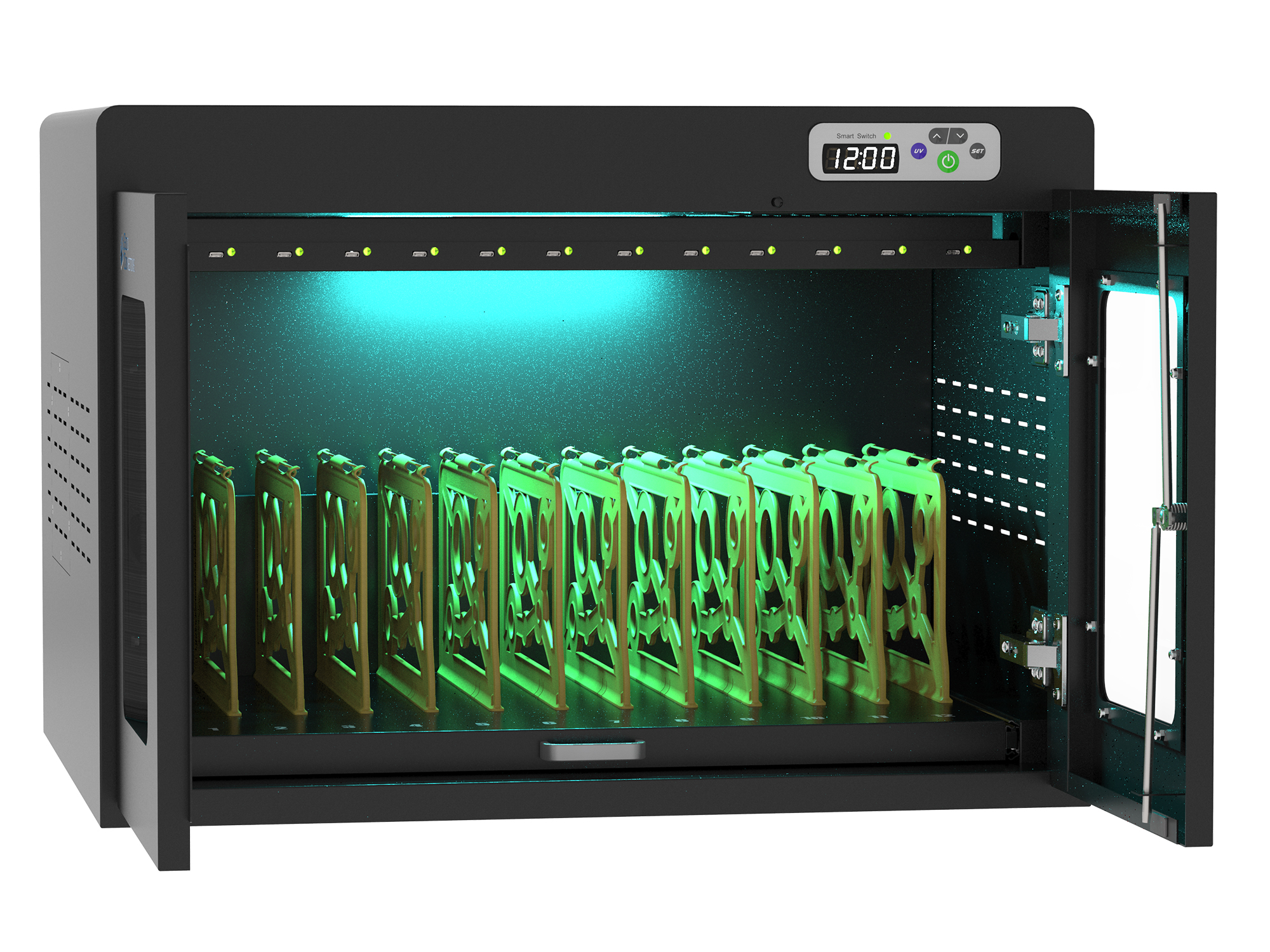 Good Connections® ANTARES PRO N12C Ladewagen bis 15,6", USB-C™, 65W Port, PD3.0, UVC-Desinfektion, schwarz