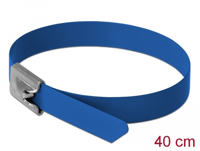 Edelstahlkabelbinder L 400 x B 7,9 mm blau 10 Stück, Delock® [18799]