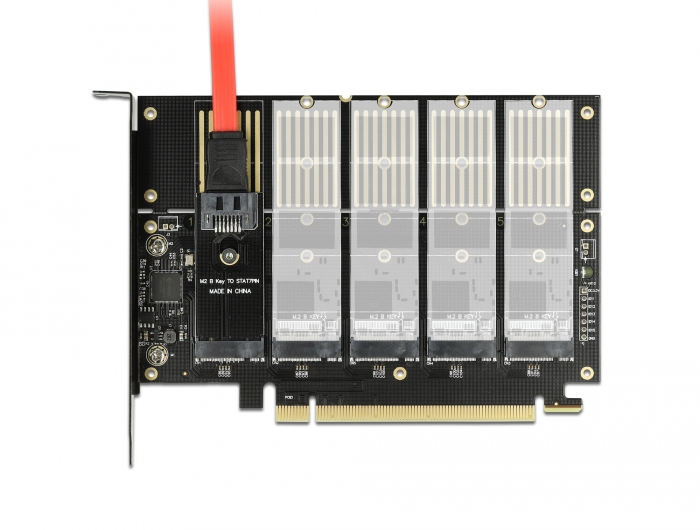 PCI Express x16 Karte zu 5 x intern M.2 Key B / SATA, Delock® [90435]