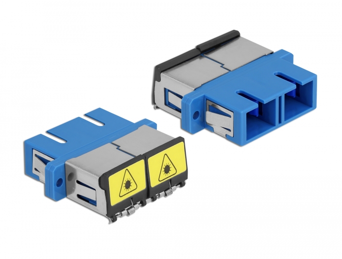 LWL Kupplung mit Laserschutzklappe SC Duplex Buchse zu SC Duplex Buchse Singlemode blau, Delock® [86893]
