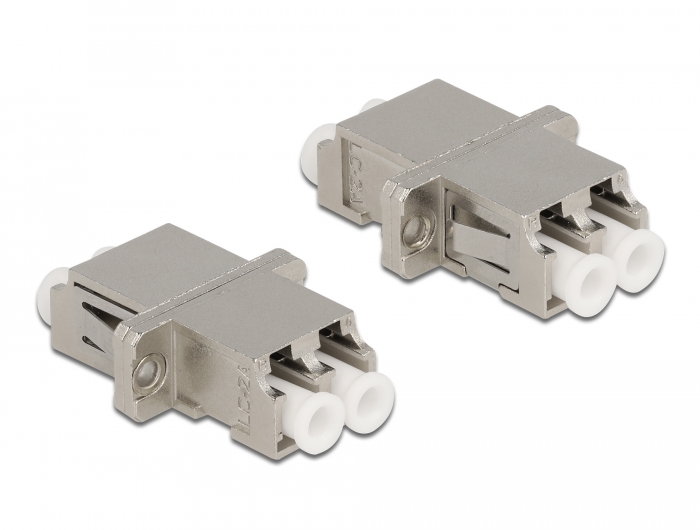 LWL Kupplung LC Duplex Buchse zu LC Duplex Buchse Singlemode Metall, Delock® [86874]