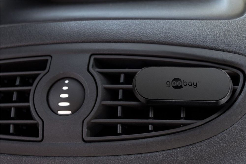 Doppelmagnethalter für Smartphones, Befestigung am Lüftungsschacht, schwarz